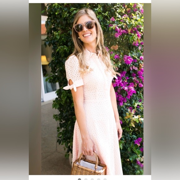 Gal Meets Glam Dresses & Skirts - GAL MEETS GLAM 4 Judith white eyelet 100% cotton cottagecore side zip midi dress